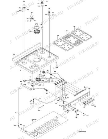 Взрыв-схема плиты (духовки) Rex Electrolux RKG901199X - Схема узла Section 1